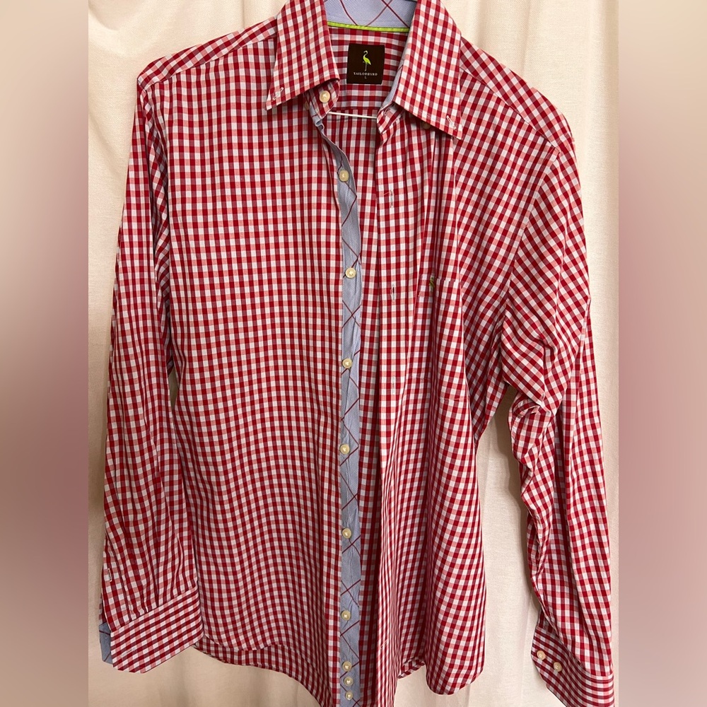 Tailorbyrd Red and White Gingham Men's Shirt